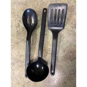 Unbranded Black Nylon Kitchen Utensil Set Slotted Spatula Spoon Ladle 3 Piece
